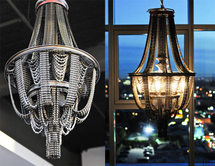 bicycle chain chandelier