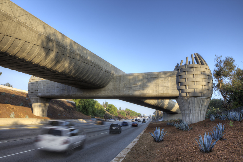 The ‘gold line bridge’ is the first mass transit crossing in California to be designed by an artist (assuming none of the architects of the other bridges count as artists.)