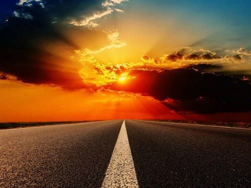 Roads, sunset