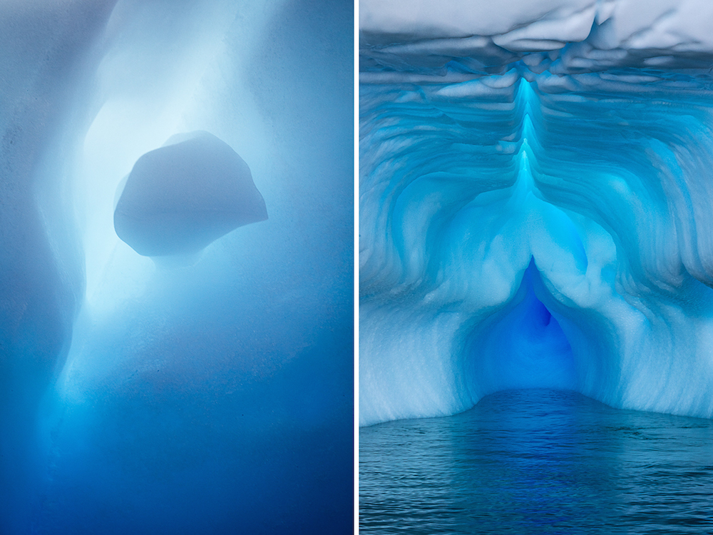  Julieanne Kost spent several days floating between icebergs around Black Head, Cuverville Island, and Pleneau Bay in Antarctica, on a small boat in order to experience ice at eye level.